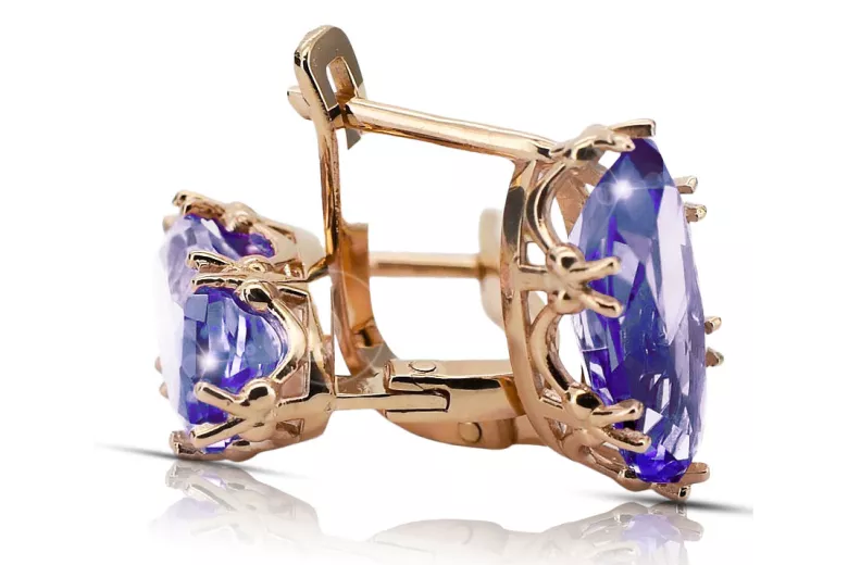 Earrings Vintage style Alexandrite Original Vintage 14K Rose Gold vec021r